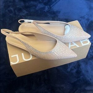 Arianne Beige Rhinestone Slingback Flats